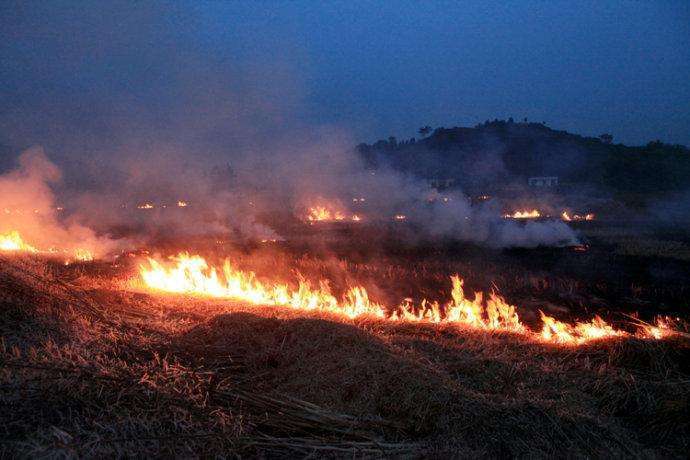 秸稈焚燒造成濃煙滾滾